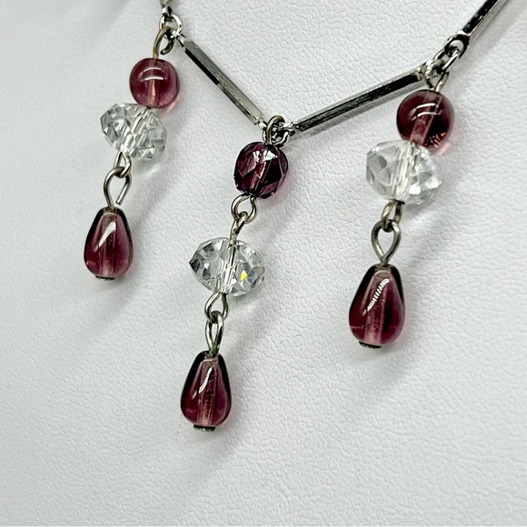 272. Vintage Amethyst Glass and Cut Crystal Choker - Picture 6 of 8